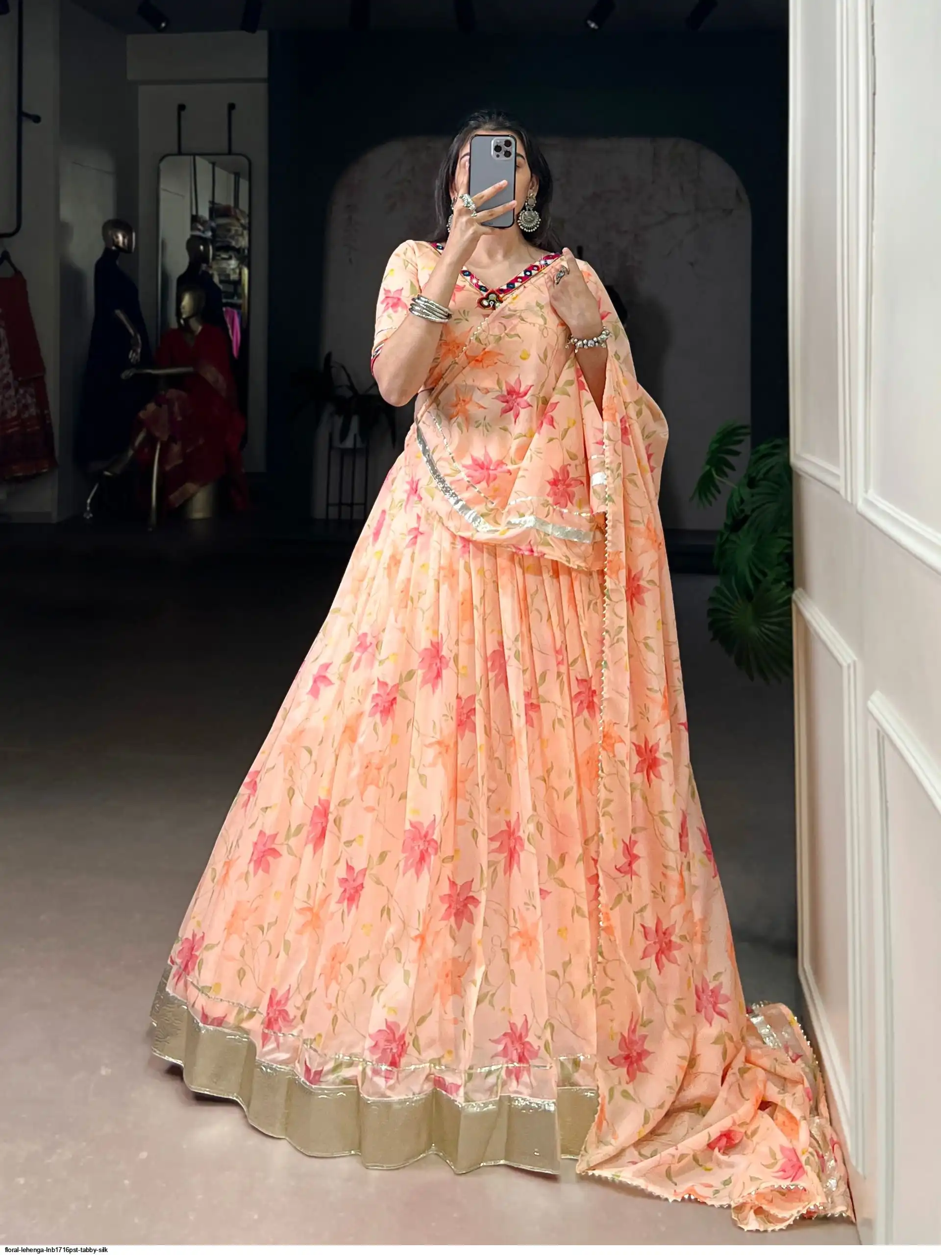 FLORAL LEHENGA LNB1716PST TABBY SILK 1