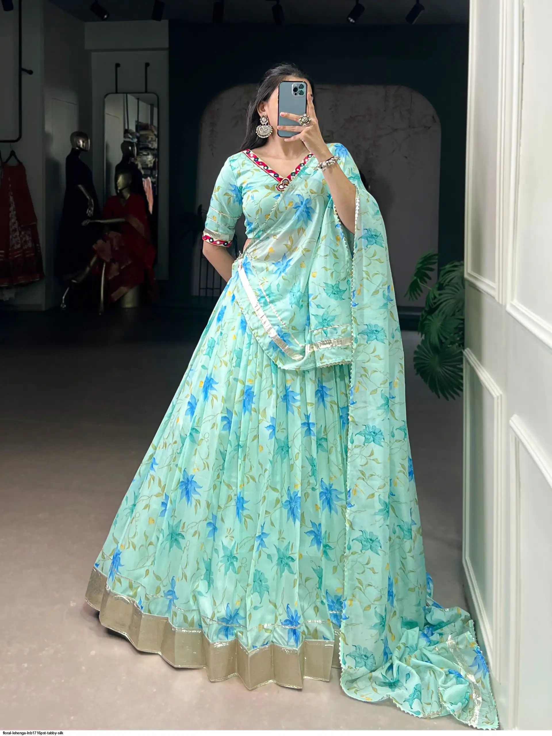FLORAL LEHENGA LNB1716PST TABBY SILK 2