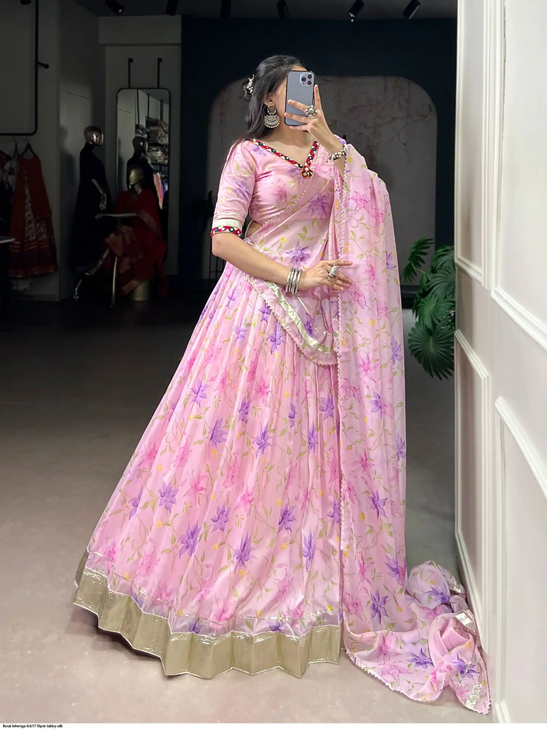 FLORAL LEHENGA LNB1716PST TABBY SILK 4