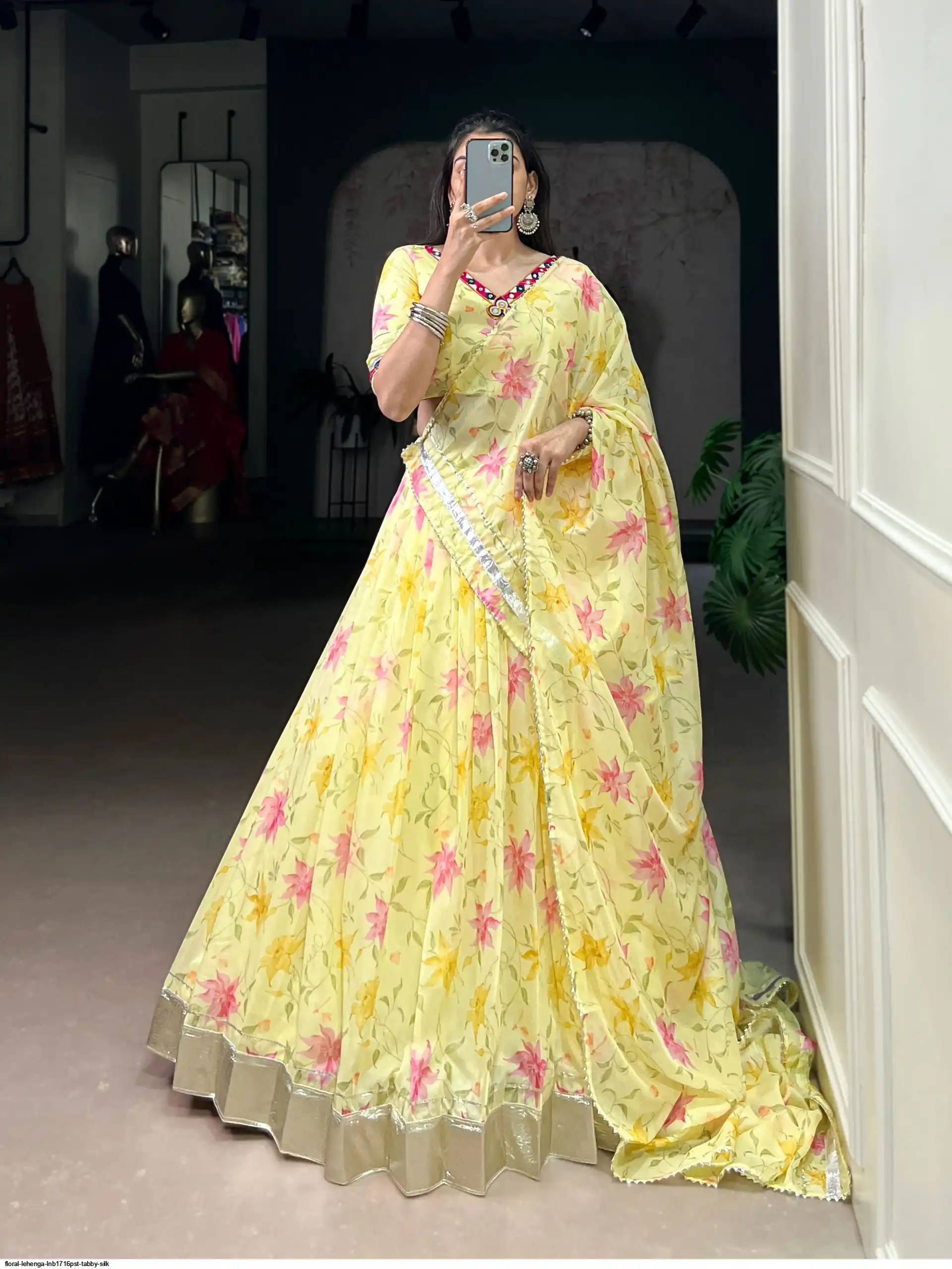 FLORAL LEHENGA LNB1716PST TABBY SILK 3