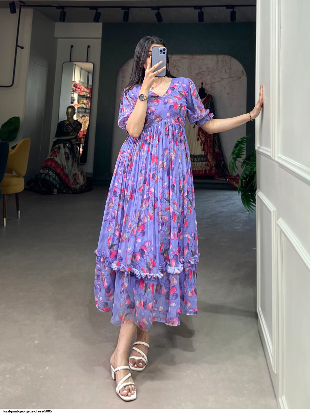 FLORAL PRINT GEORGETTE DRESS 5005 B