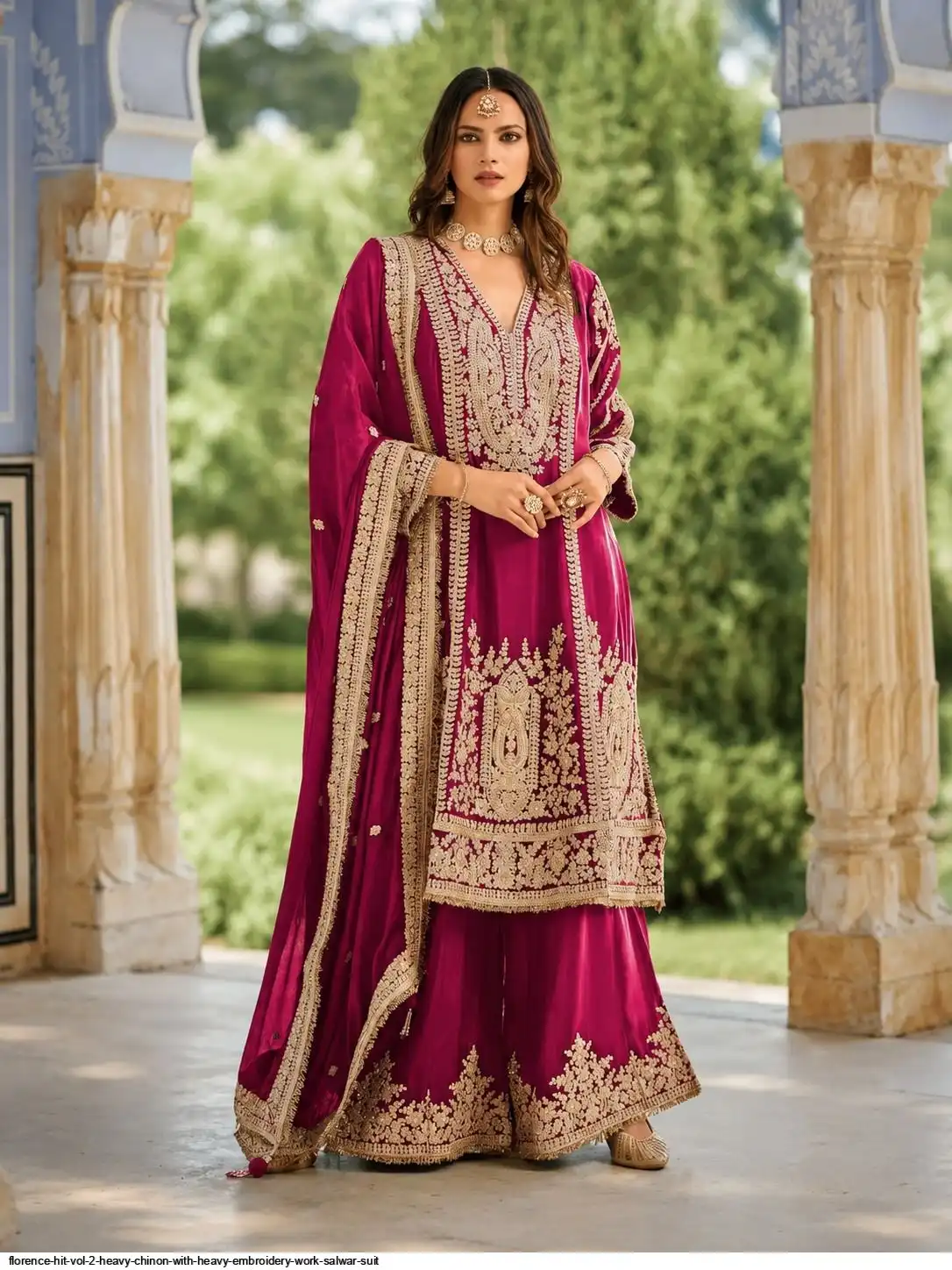 FLORENCE HIT VOL 2 HEAVY CHINON WITH HEAVY EMBROIDERY WORK SALWAR SUIT A