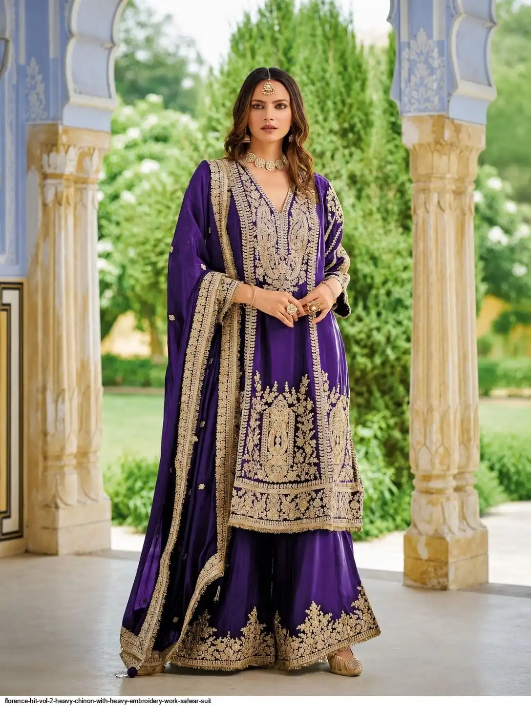 FLORENCE HIT VOL 2 HEAVY CHINON WITH HEAVY EMBROIDERY WORK SALWAR SUIT B
