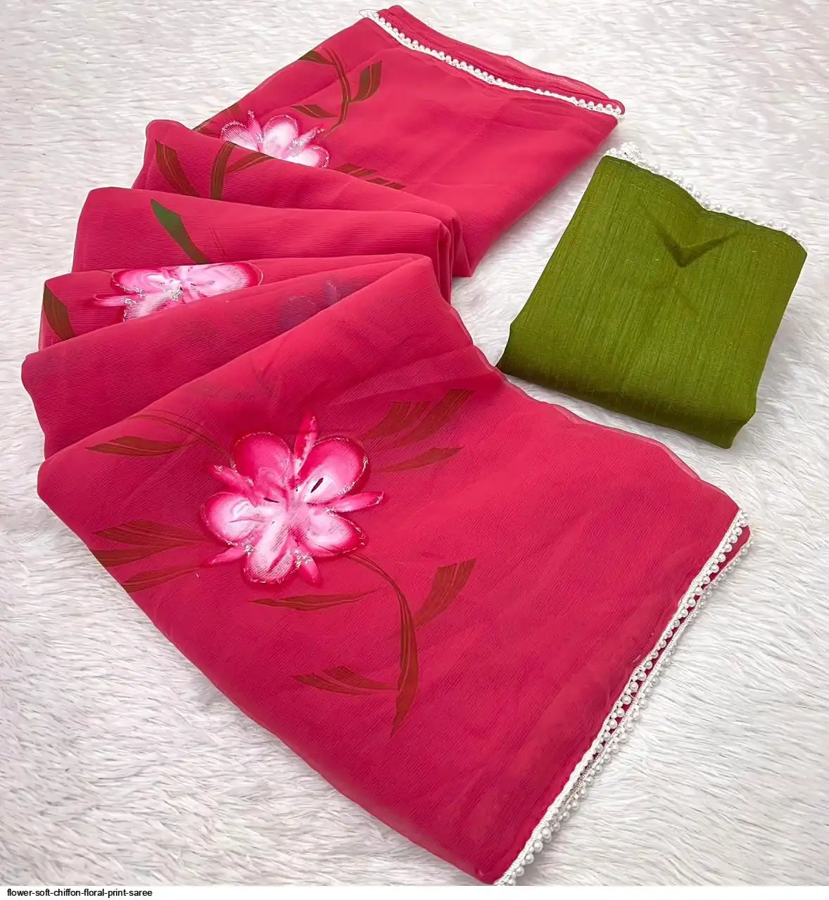 FLOWER SOFT CHIFFON FLORAL PRINT SAREE B