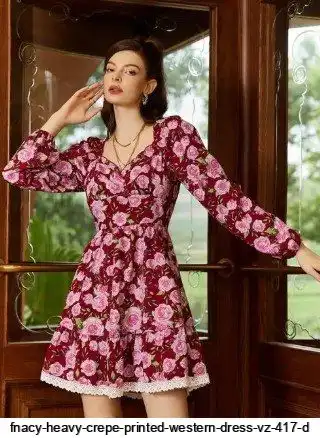 heavy-crepe Woman Maroon Fit and Flare dress -vz-417-d