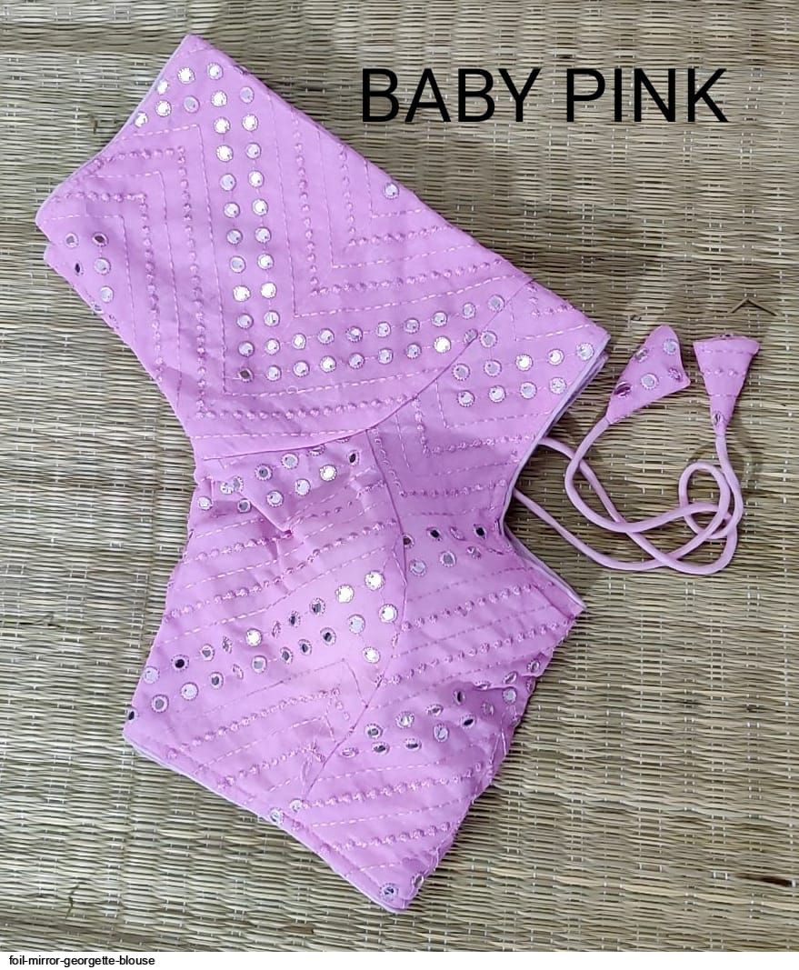 FOIL MIRROR GEORGETTE BLOUSE BABY PINK