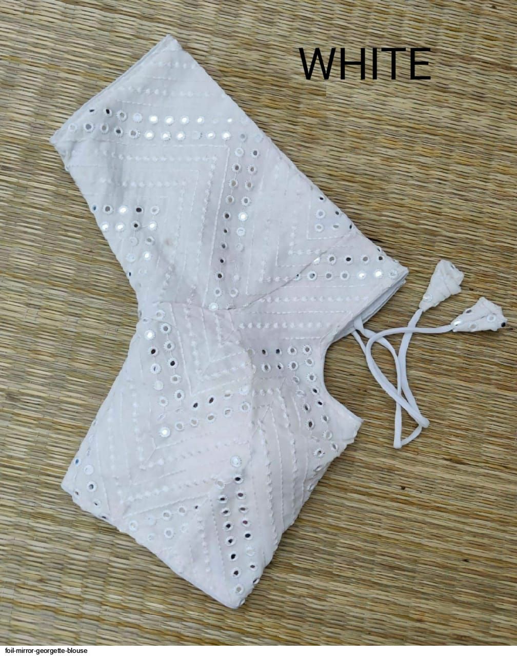 FOIL MIRROR GEORGETTE BLOUSE WHITE
