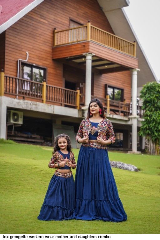 Indian Blue Mother Daughter Combo Silk Gota & Sequin lehenga Choli Dupatta  Woman Ghagra Kid Dress 416p, Blue, XX-Large : Buy Online at Best Price in  KSA - Souq is now Amazon.sa: