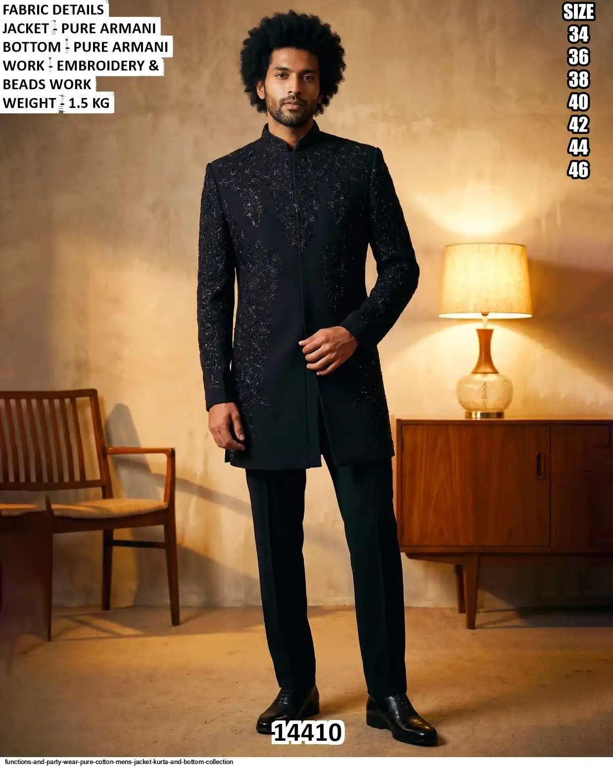 VOL 144 FUNCTIONS AND PARTY WEAR PURE COTTON MENS JACKET KURTA AND BOTTOM COLLECTION 14410