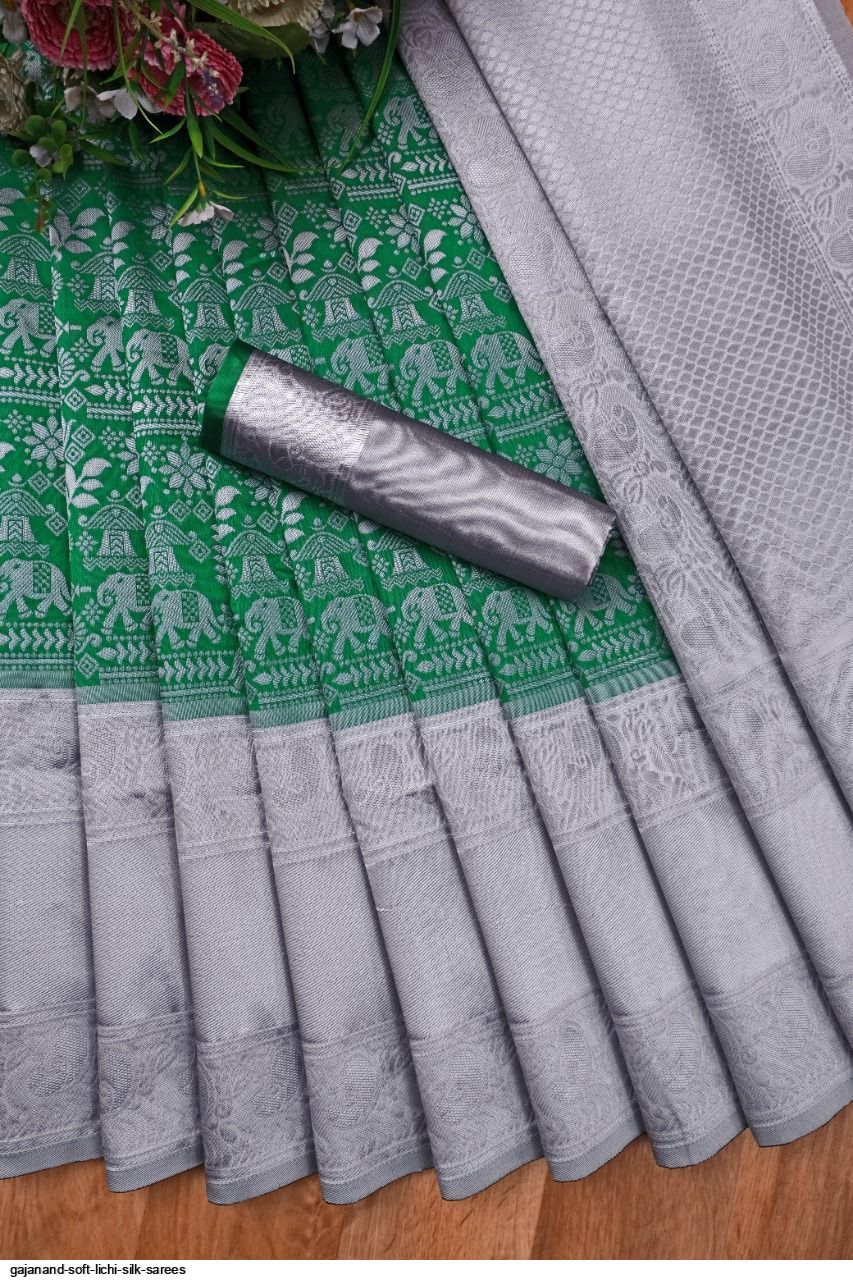 GAJANAND SOFT LICHI SILK SAREES B