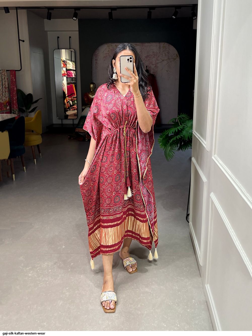 GAJI SILK KAFTAN WESTERN WEAR H