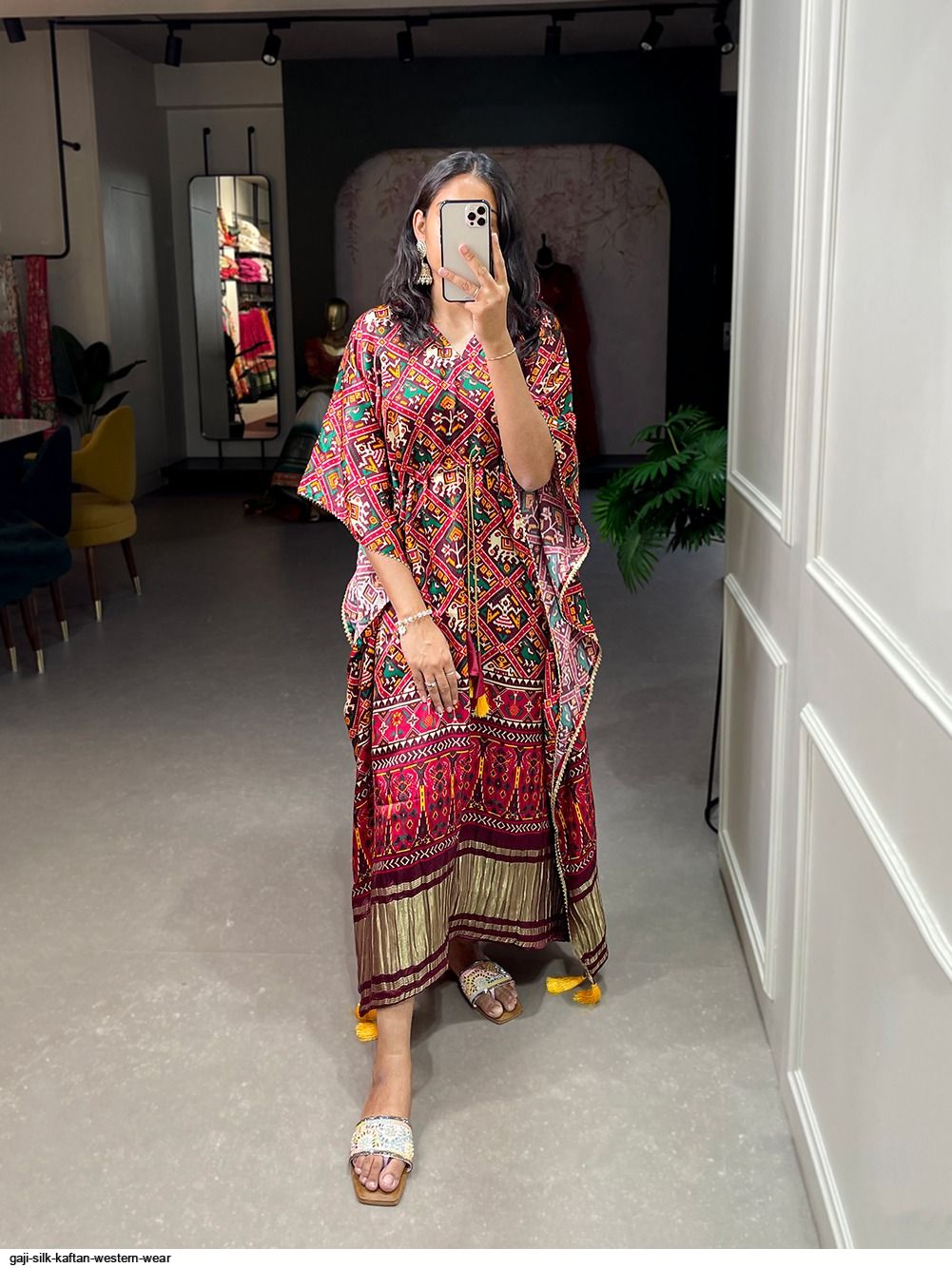 GAJI SILK KAFTAN WESTERN WEAR E