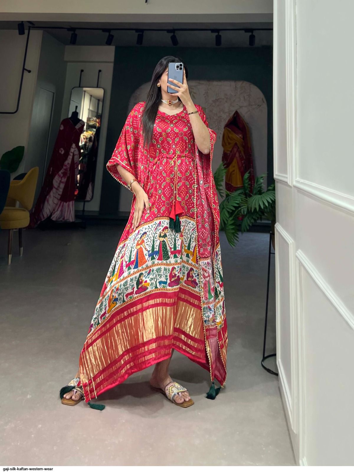 GAJI SILK KAFTAN WESTERN WEAR Q