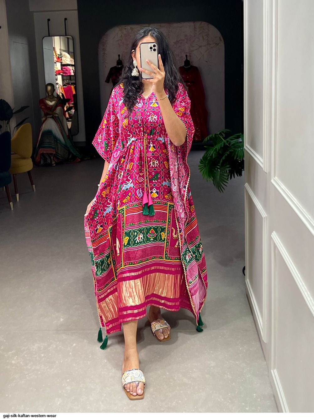 GAJI SILK KAFTAN WESTERN WEAR L
