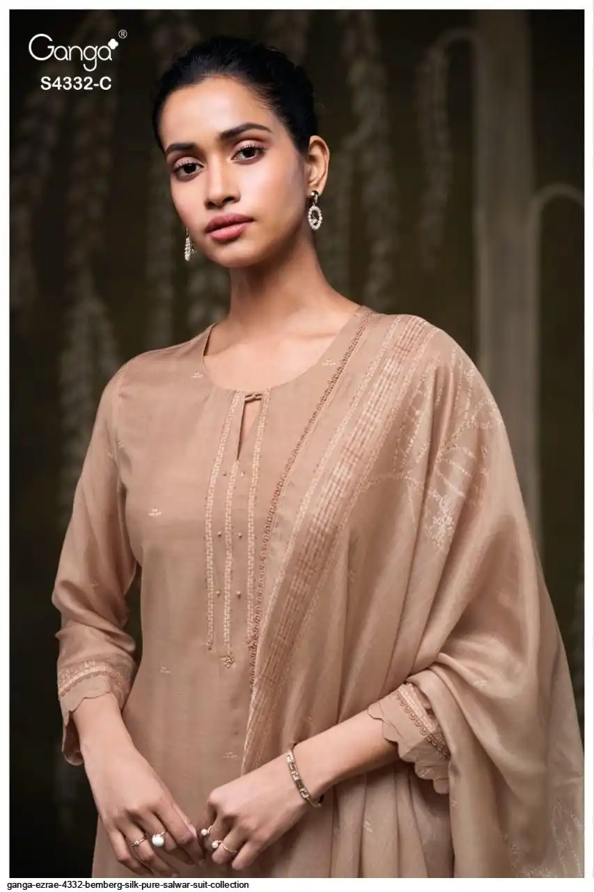 Ganga Ezrae 4332 Bemberg Silk Pure Salwar Suit Collection
