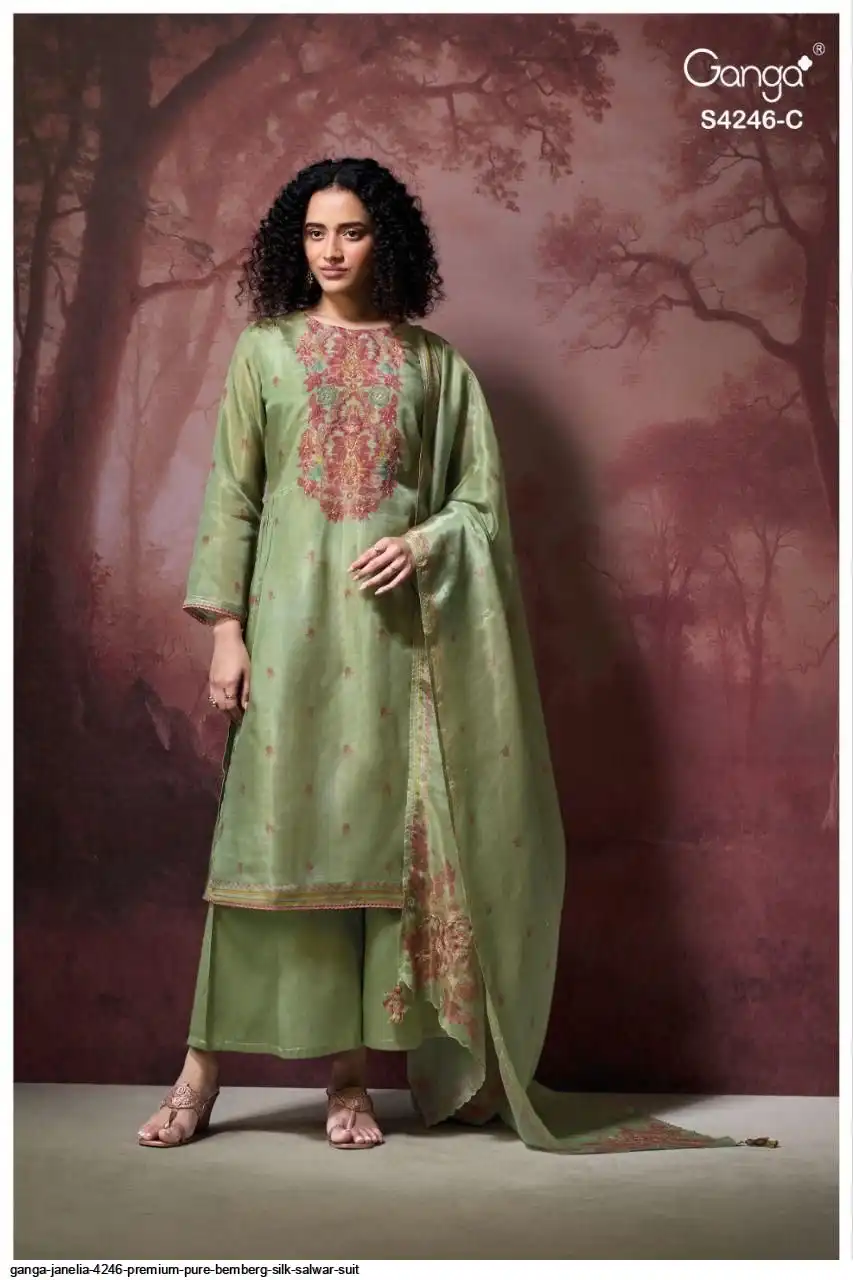 Ganga Janelia 4246 Premium Pure Bemberg Silk Salwar Suit