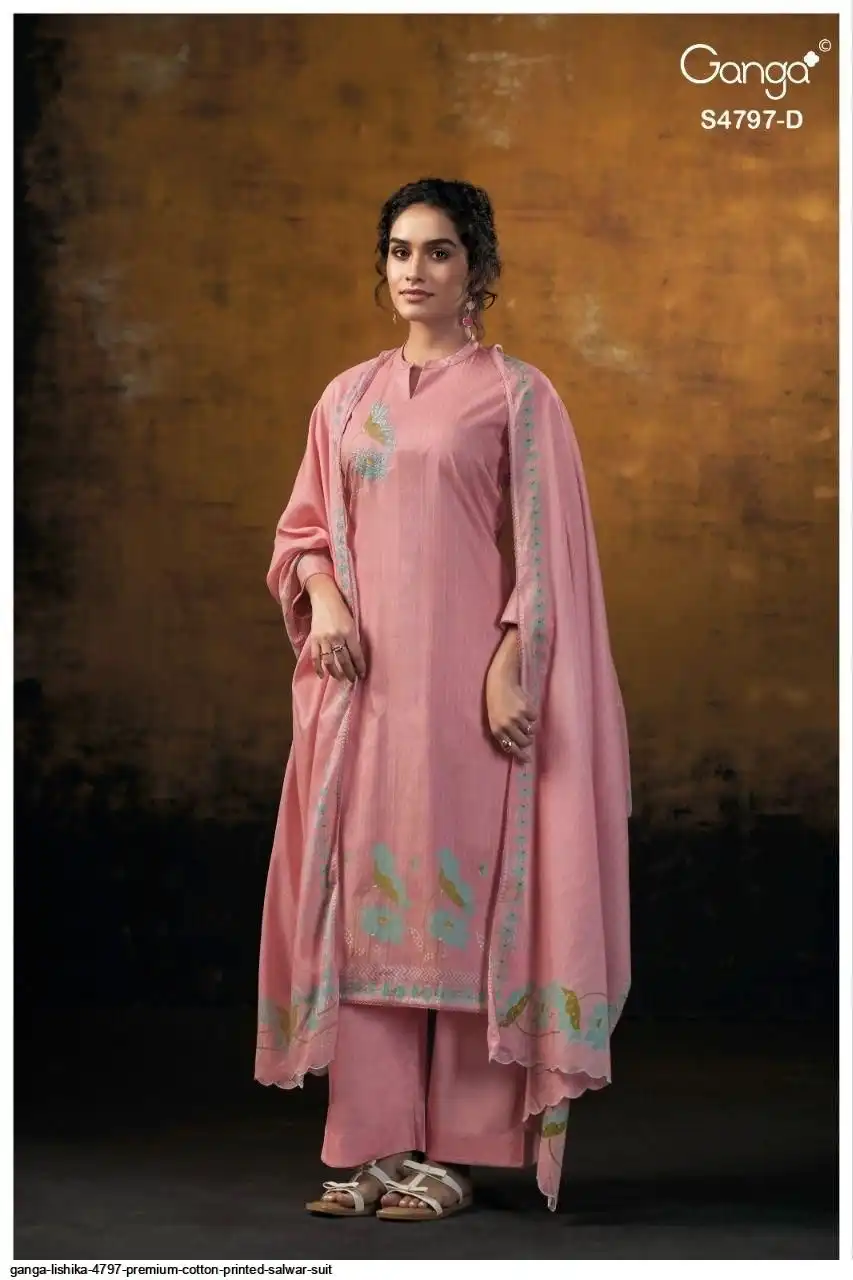 GANGA LISHIKA 4797 PREMIUM COTTON PRINTED WITH HAND EMBROIDERY