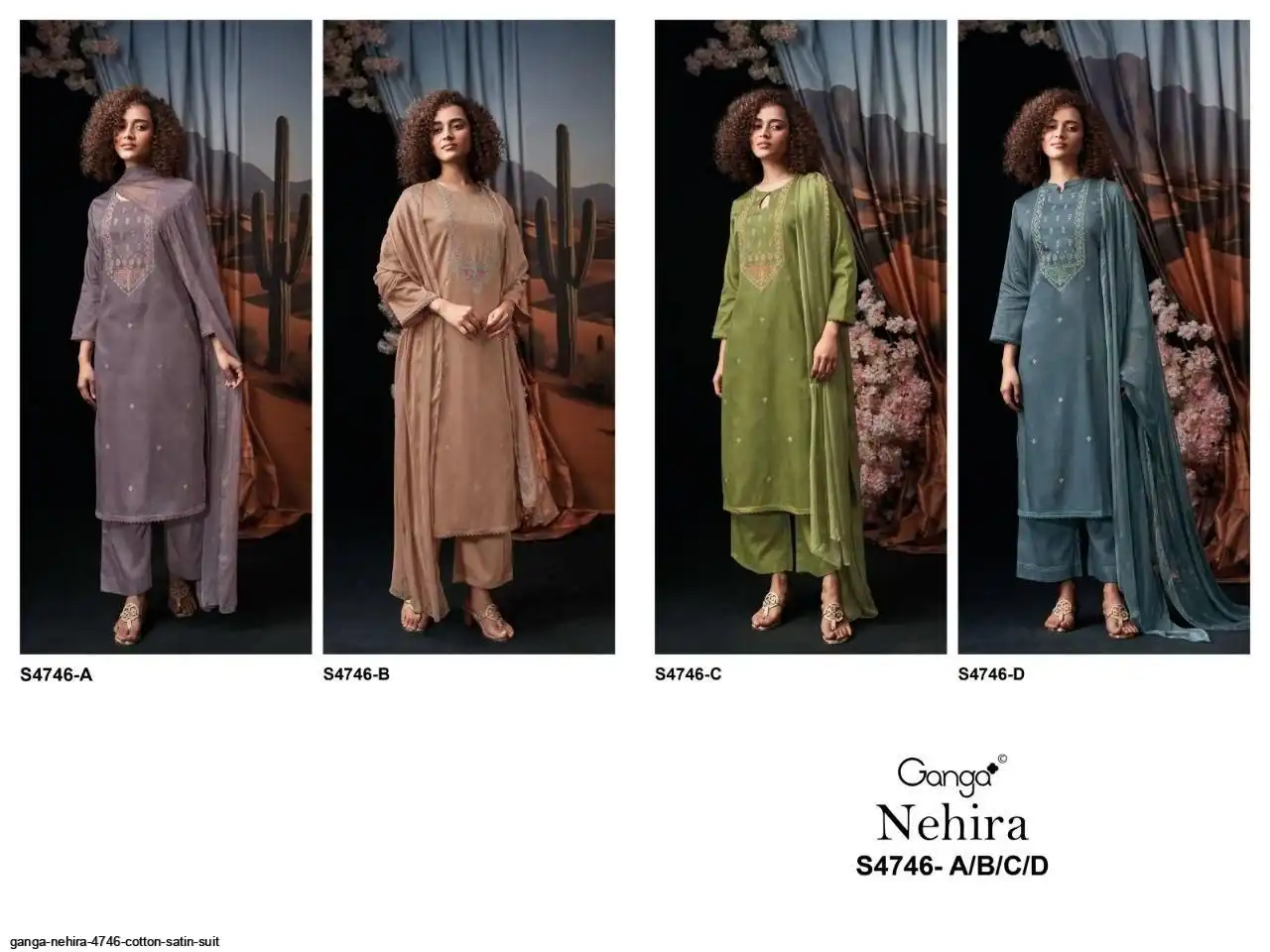 GANGA NEHIRA 4746 COTTON SATIN SUIT