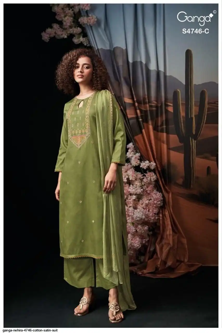 GANGA NEHIRA 4746 COTTON SATIN SUIT GANGA NEHIRA 4746 COTTON SATIN SUIT