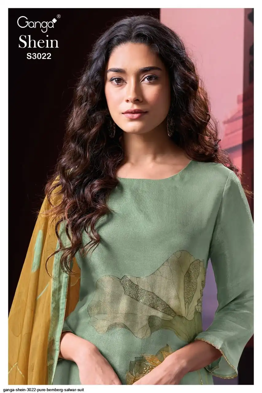 GANGA SHEIN 3022 PURE BEMBERG SALWAR SUIT
