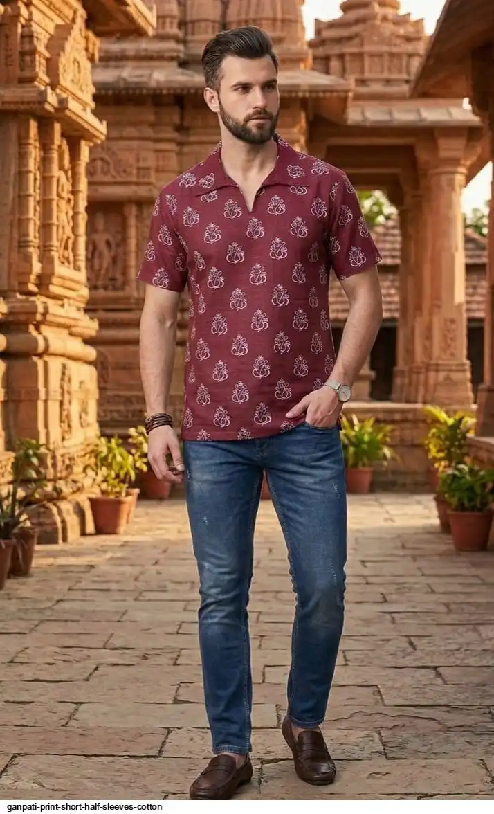 GANPATI PRINT SHORT HALF SLEEVES COTTON 3