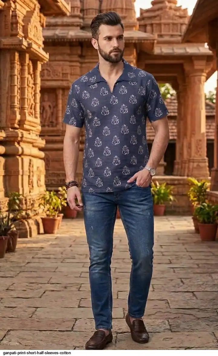 GANPATI PRINT SHORT HALF SLEEVES COTTON 2
