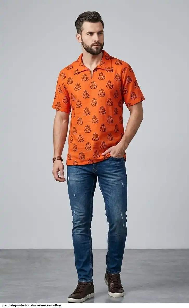 GANPATI PRINT SHORT HALF SLEEVES COTTON 1