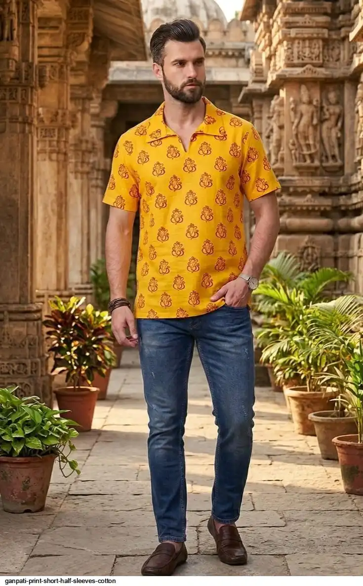 GANPATI PRINT SHORT HALF SLEEVES COTTON 5