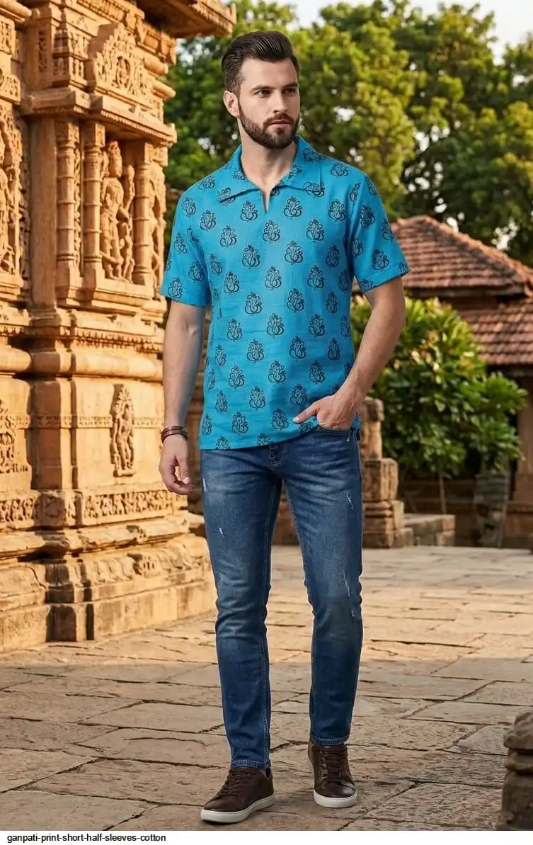 GANPATI PRINT SHORT HALF SLEEVES COTTON 4