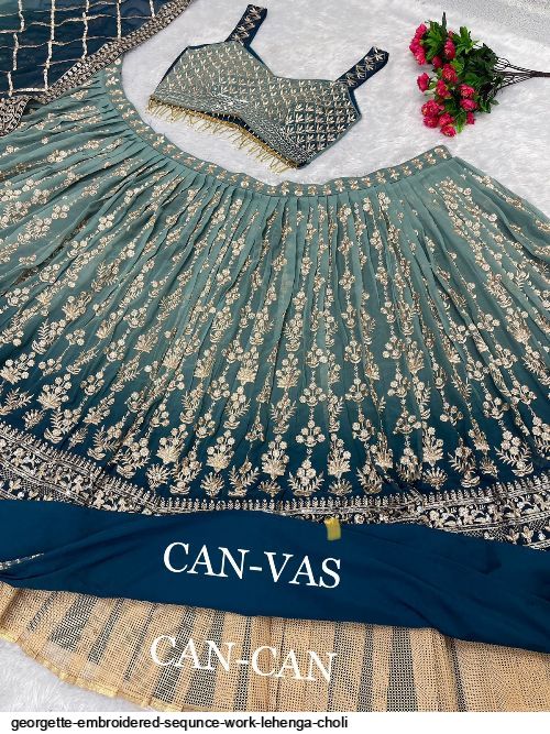 GEORGETTE EMBROIDERED SEQUNCE WORK lehenga choli