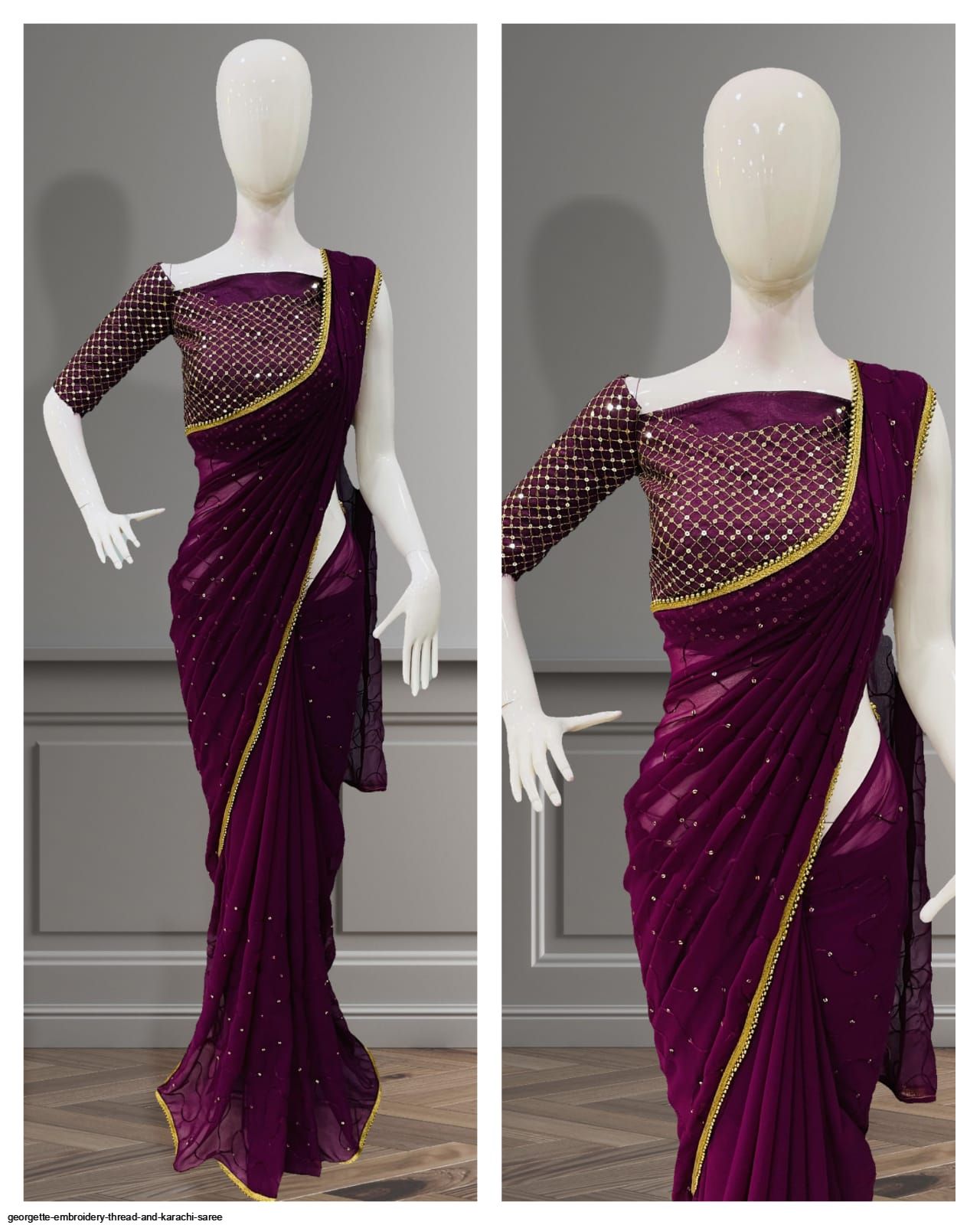 embroidery thread and karachi saree