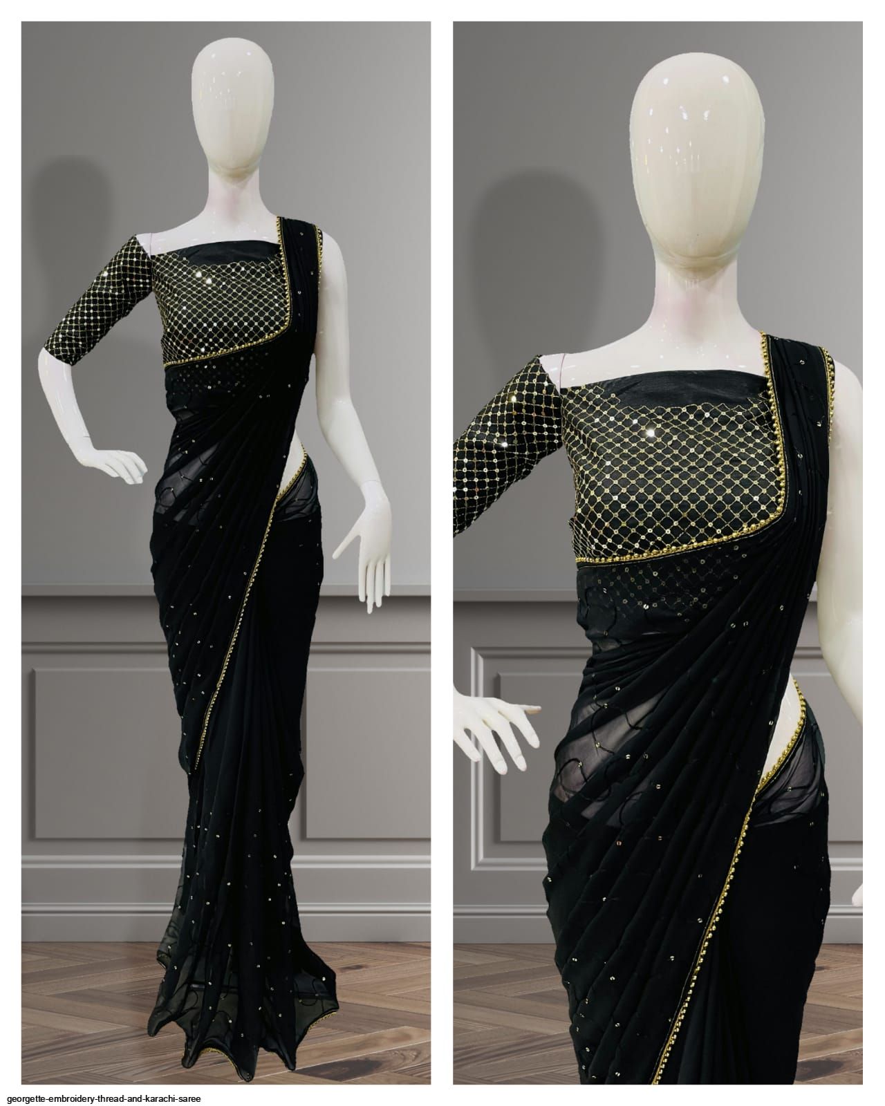 embroidery thread and karachi saree