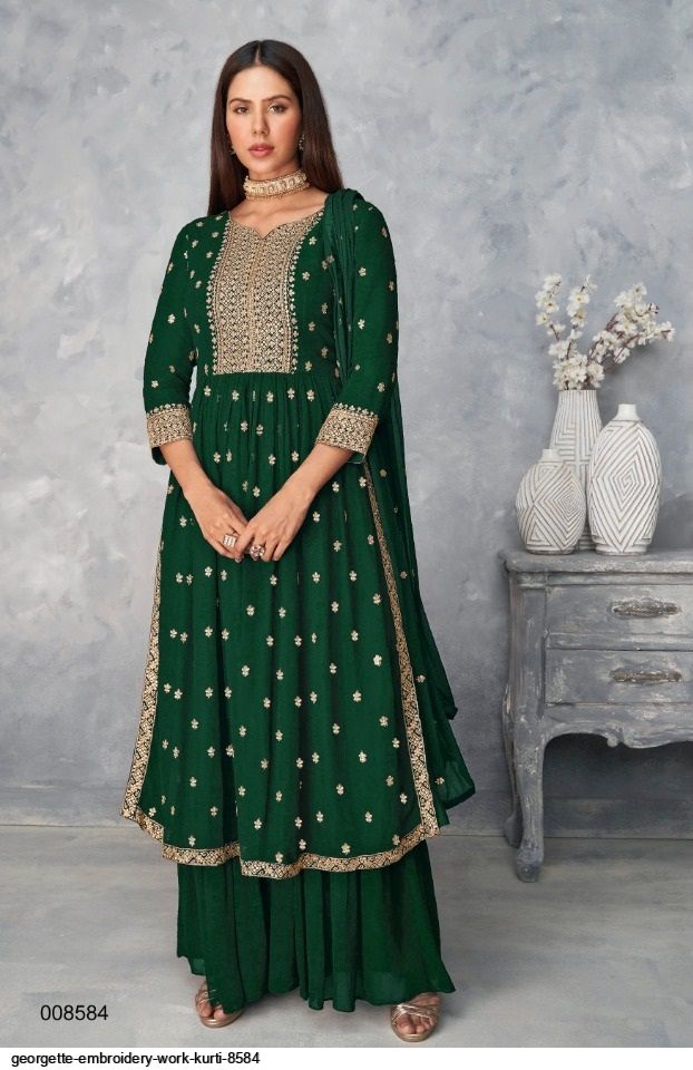 GEORGETTE EMBROIDERY WORK KURTI 8584 B