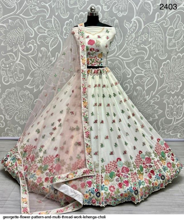 Pink And Green Threadwork Lehenga Set for Girls – Lagorii Kids