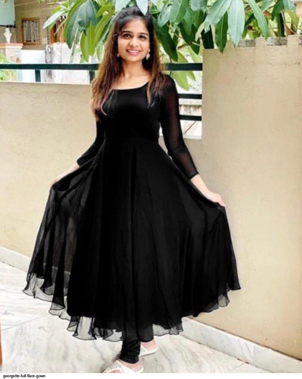 Georgette full flare gown