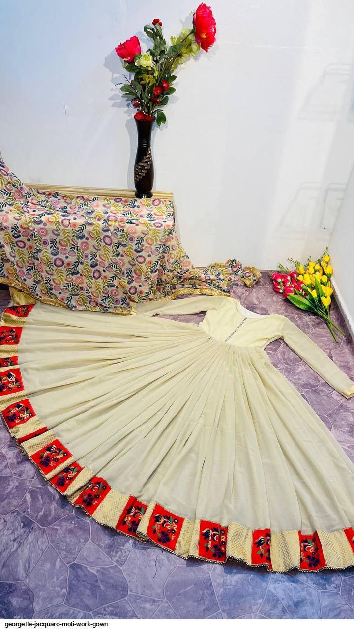 jacquard georgette gown