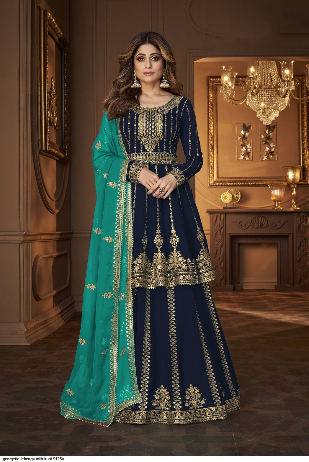 Buy Sky Blue Silk Zari Embroidery Umbrella Lehenga Choli Festive Wear  Online at Best Price | Cbazaar