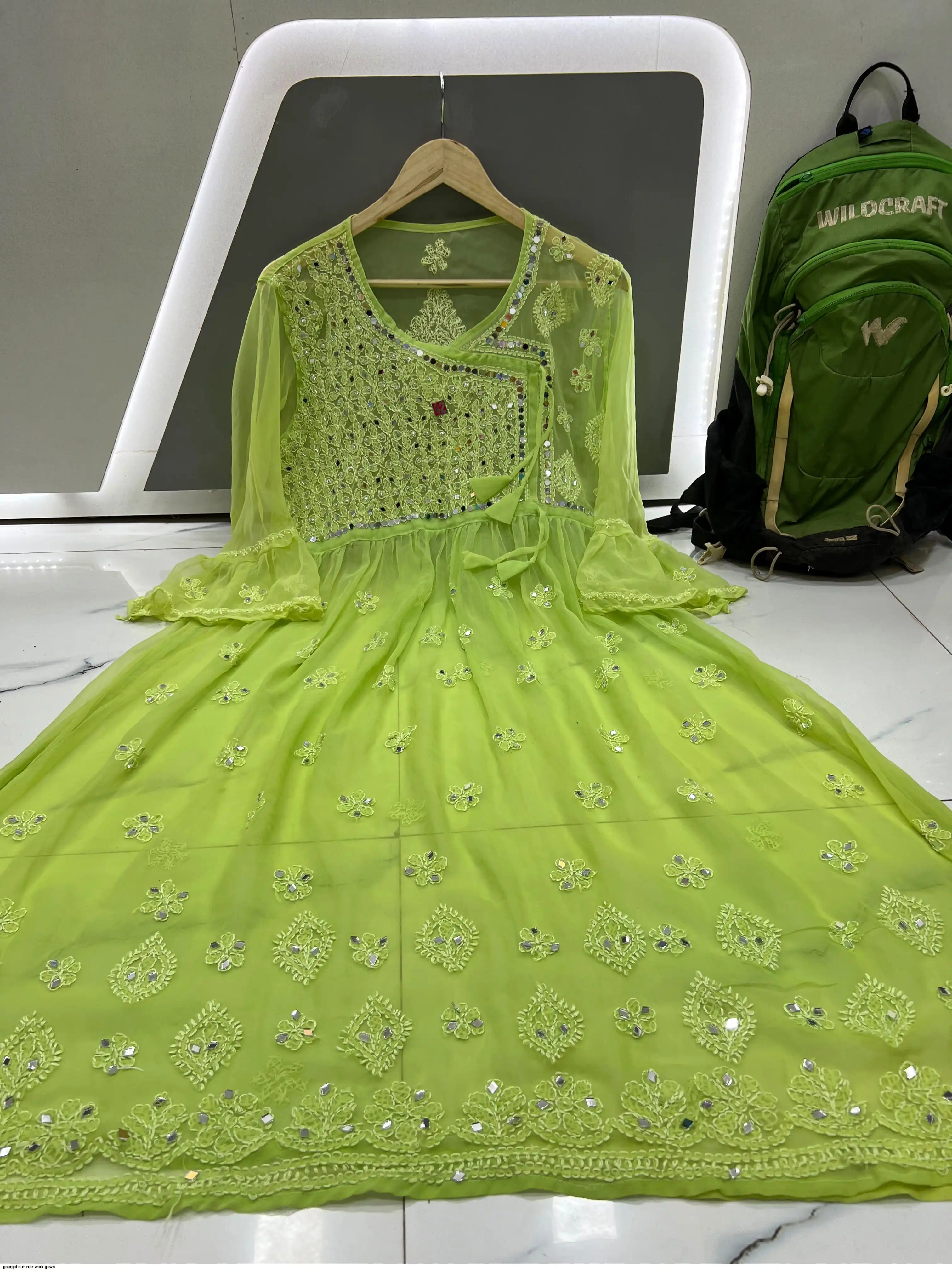 GEORGETTE MIRROR WORK GOWN B