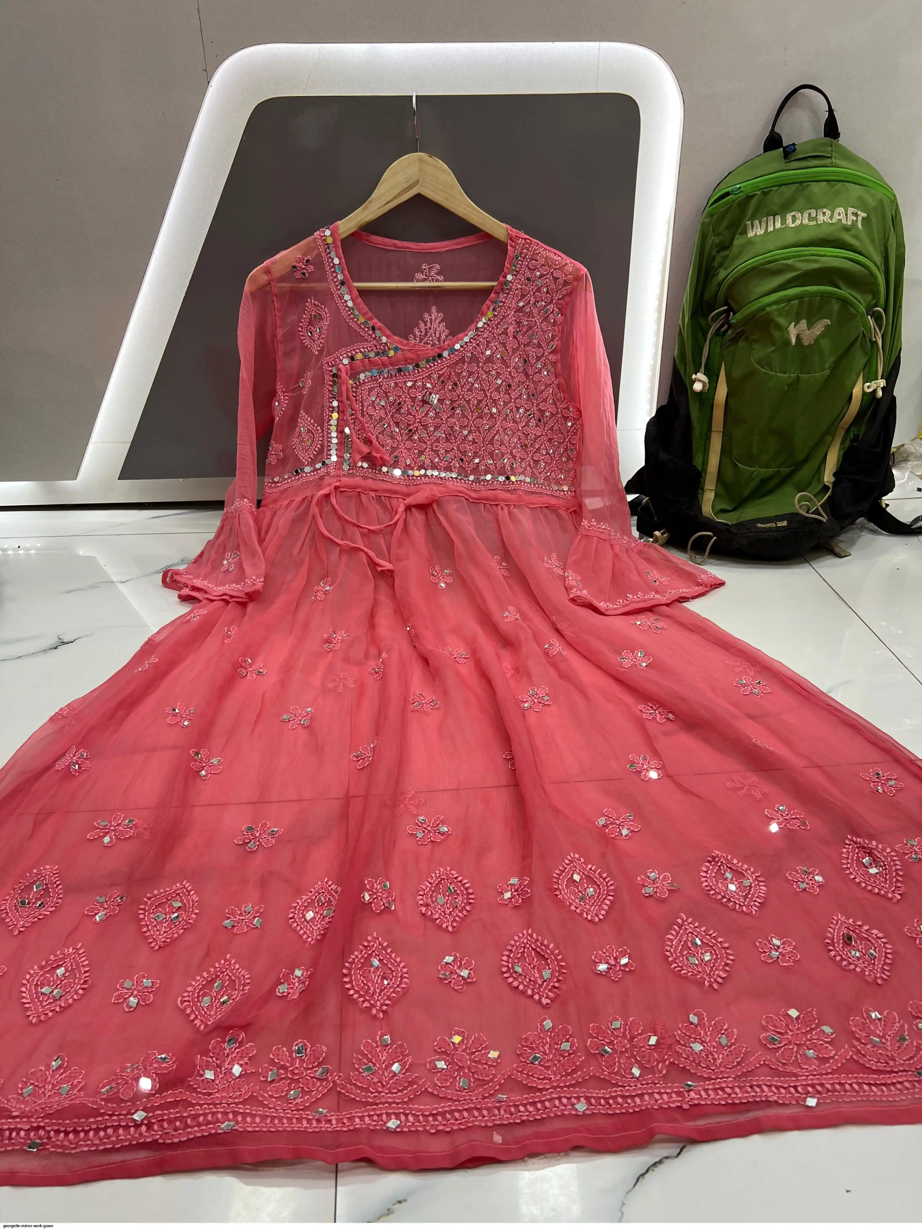 GEORGETTE MIRROR WORK GOWN C