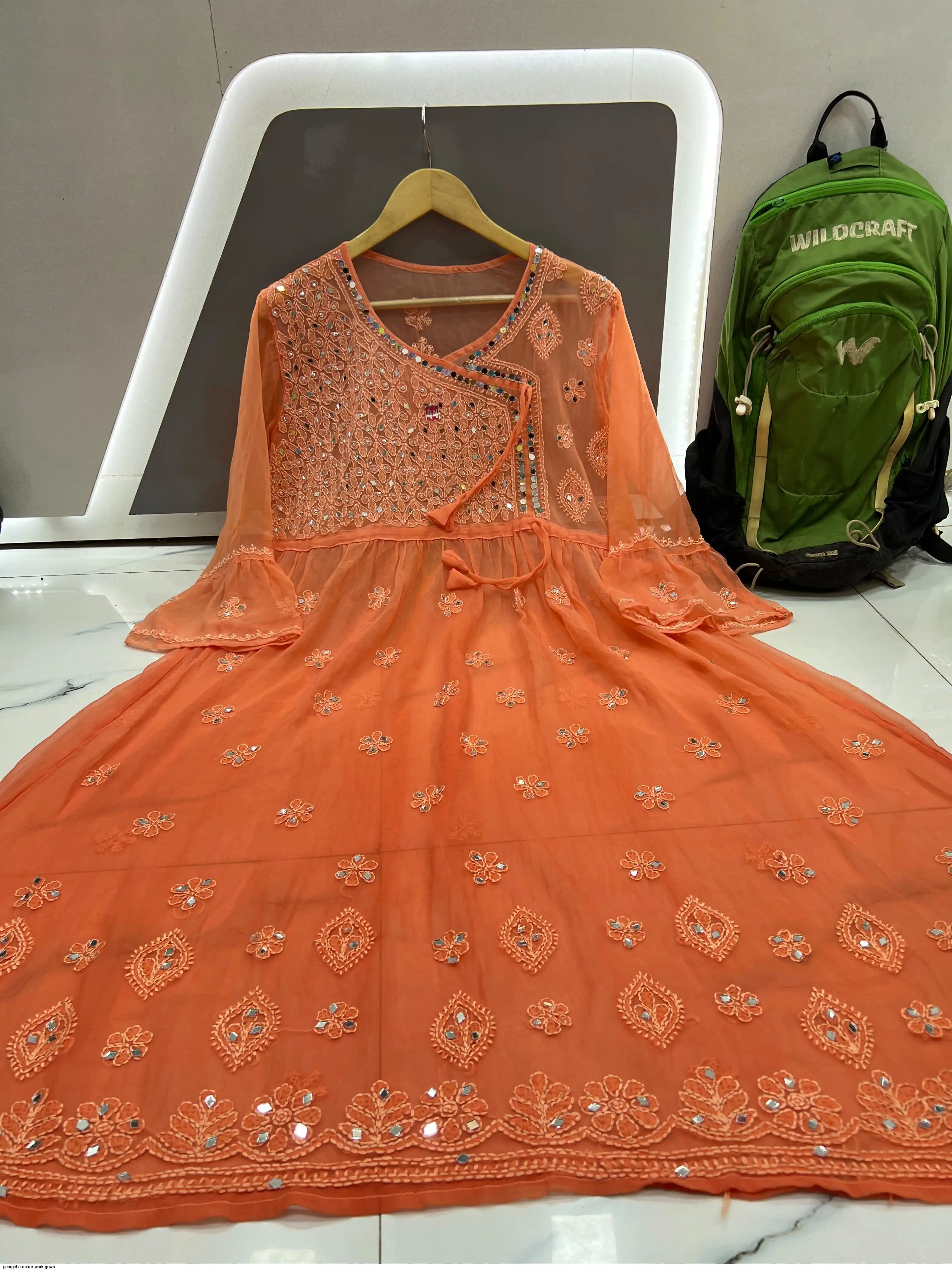 GEORGETTE MIRROR WORK GOWN D