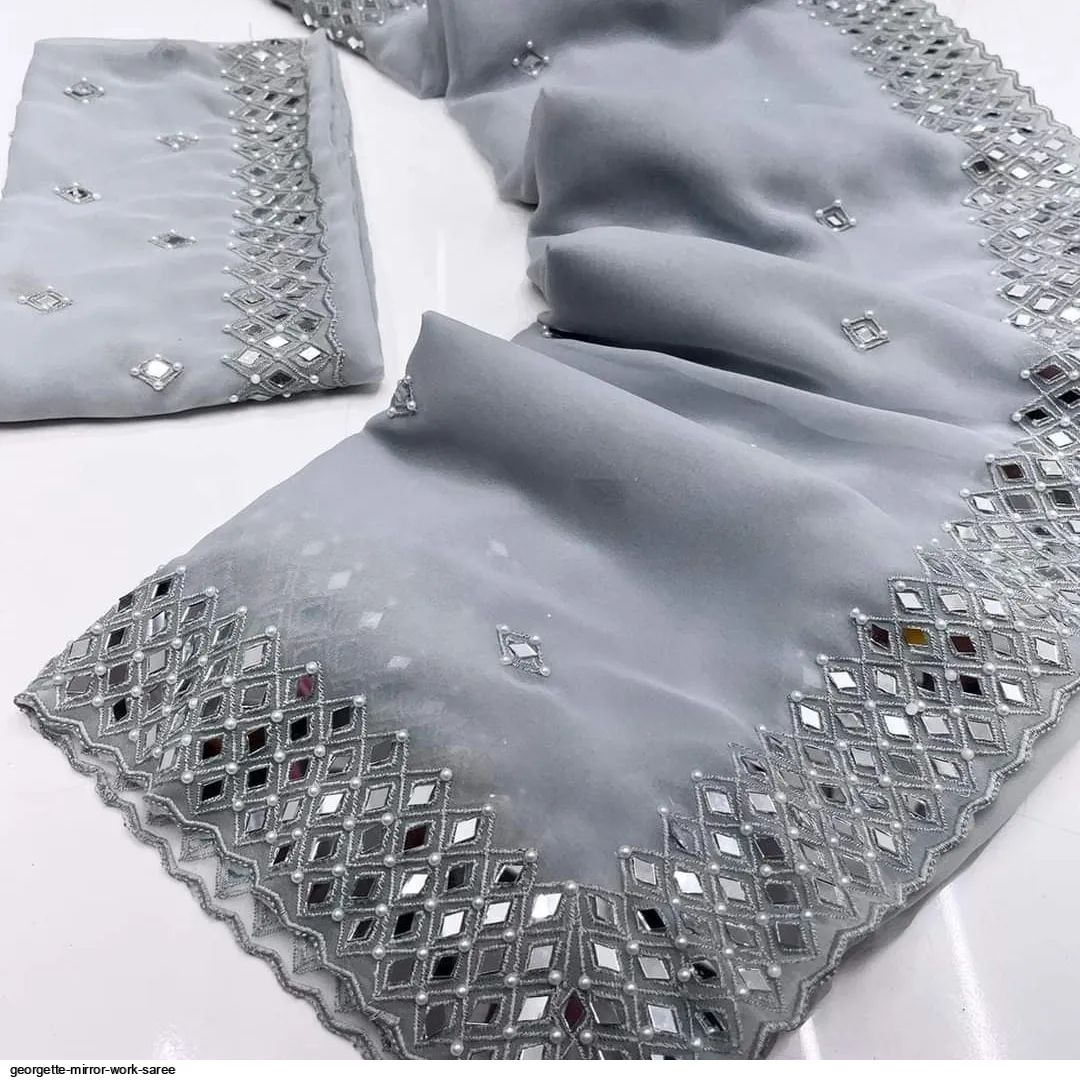 Designer Saree with American Diamond & Mirror Work by Shreekama main image 1
