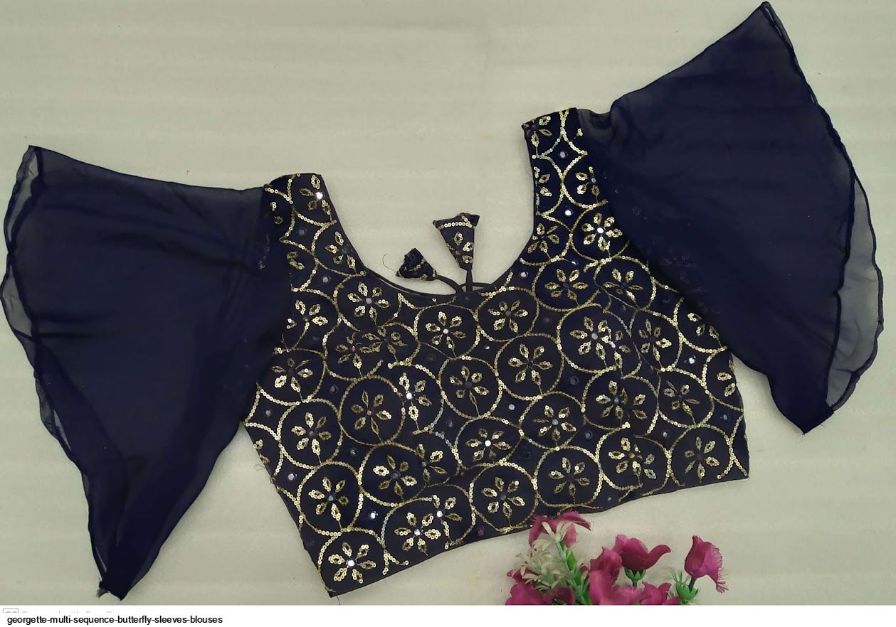 Multi Sequence Butterfly Sleeves Blouses