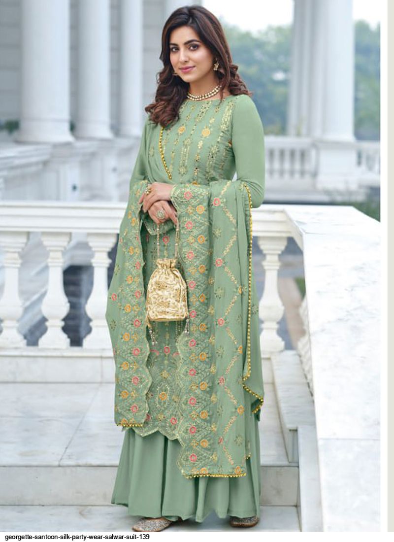 GEORGETTE SANTOON SILK PARTY WEAR SALWAR SUIT 139