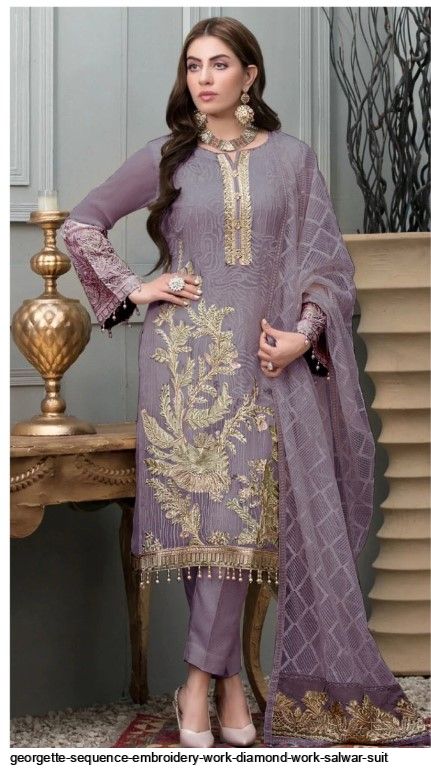 Georgette Sequence Embroidery Work Diamond Work salwar suit