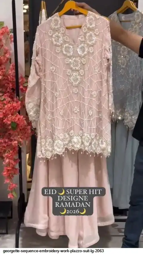 GEORGETTE SEQUENCE EMBROIDERY WORK PLAZZO SUIT LG 2063 B