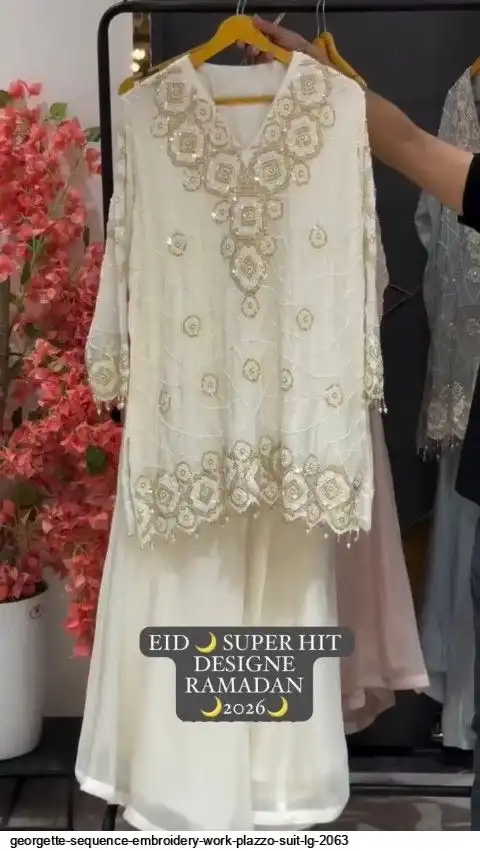 GEORGETTE SEQUENCE EMBROIDERY WORK PLAZZO SUIT LG 2063 A