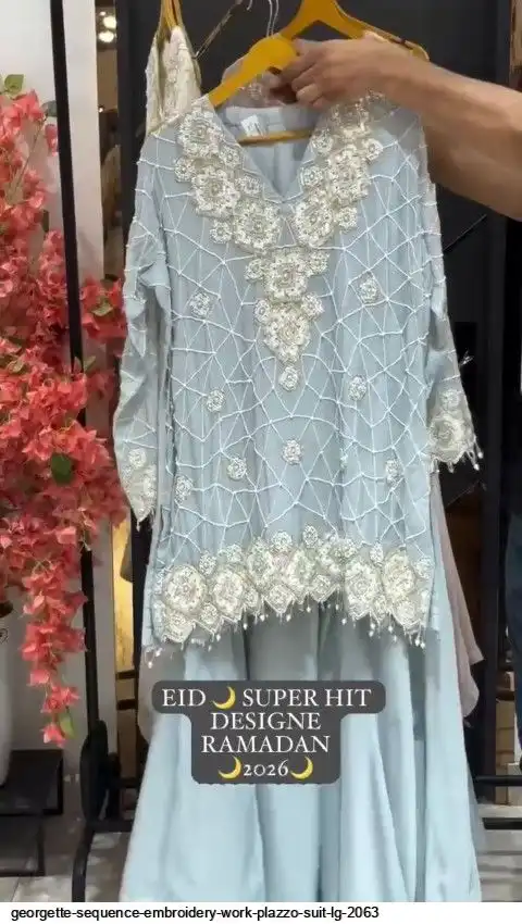 GEORGETTE SEQUENCE EMBROIDERY WORK PLAZZO SUIT LG 2063 C