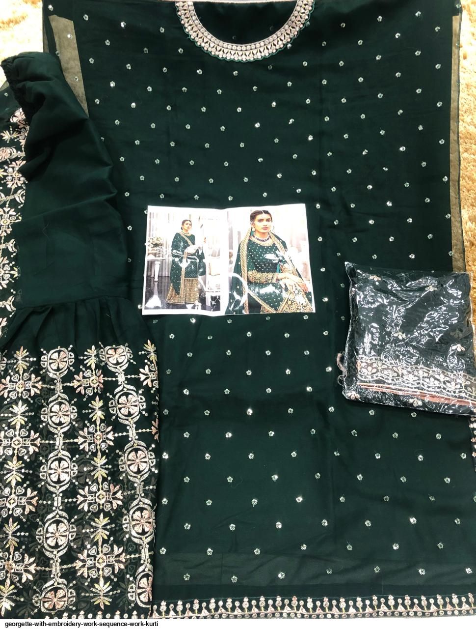 GEORGETTE WITH EMBROIDERY WORK SEQUENCE WORK KURTI F