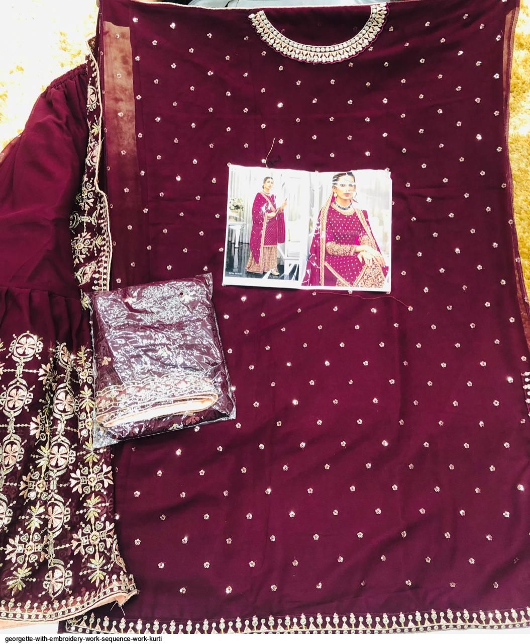 GEORGETTE WITH EMBROIDERY WORK SEQUENCE WORK KURTI B