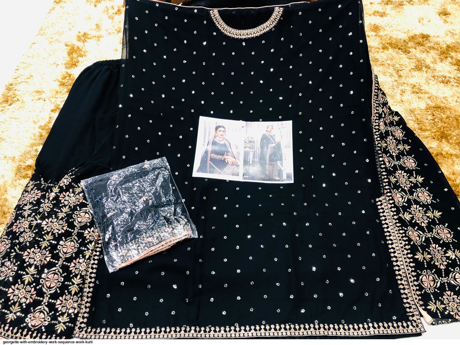 GEORGETTE WITH EMBROIDERY WORK SEQUENCE WORK KURTI A